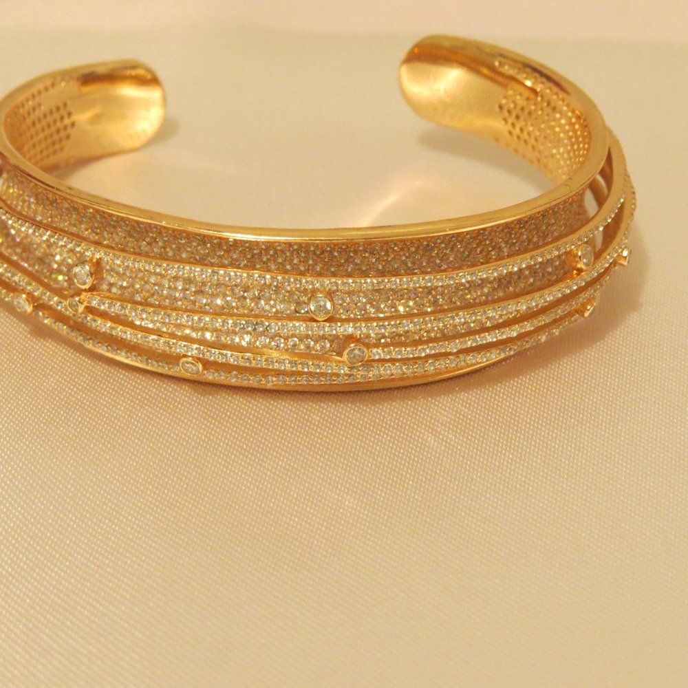 18k Sterling Silver Diamond Bangle Bracelet